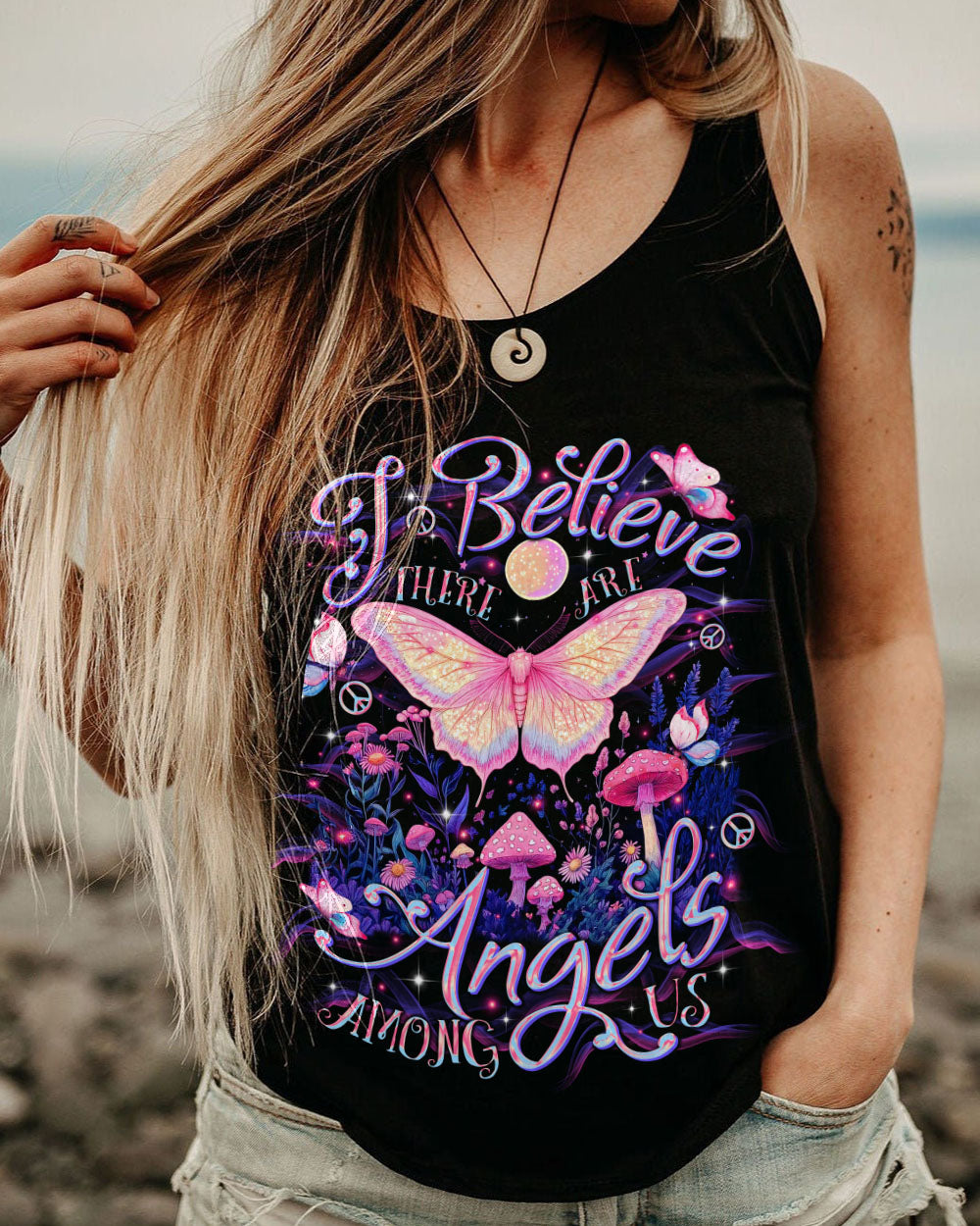 I BELIEVE THERE ARE ANGELS AMONG US BUTTERFLY ALL OVER PRINT  - TLTR1903254