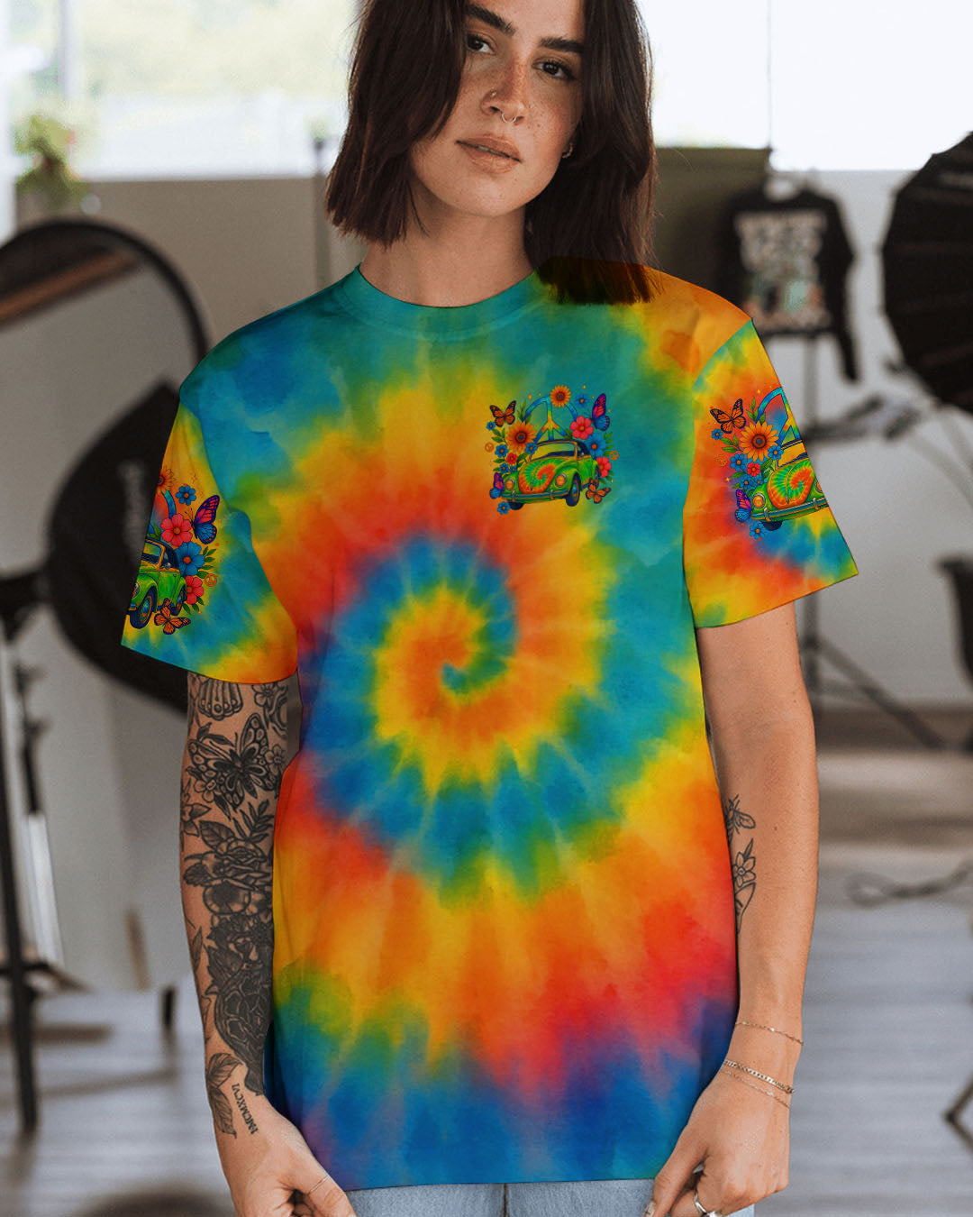 RUNNING AGAINST THE WIND CAR TIE DYE ALL OVER PRINT - TLTR2005253