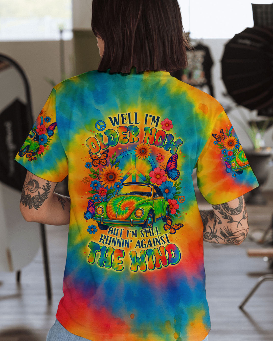 RUNNING AGAINST THE WIND CAR TIE DYE ALL OVER PRINT - TLTR2005253