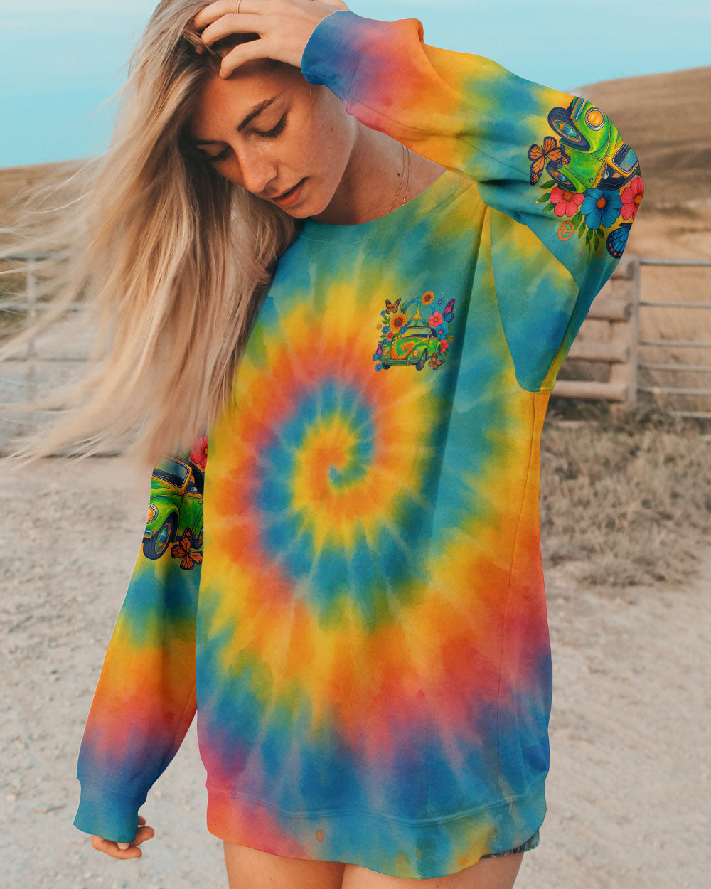 RUNNING AGAINST THE WIND CAR TIE DYE ALL OVER PRINT - TLTR2005253