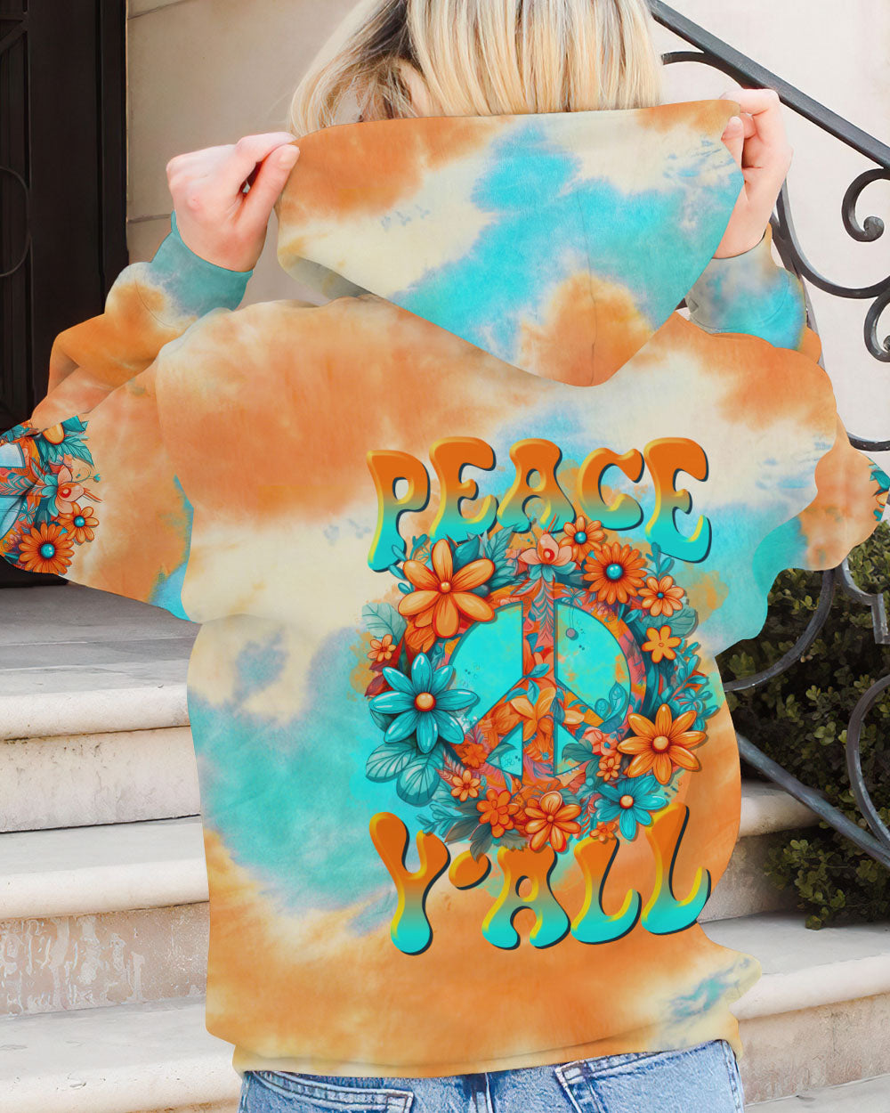 PEACE Y'ALL FLORALS TIE DYE ALL OVER PRINT - TLTR2006232