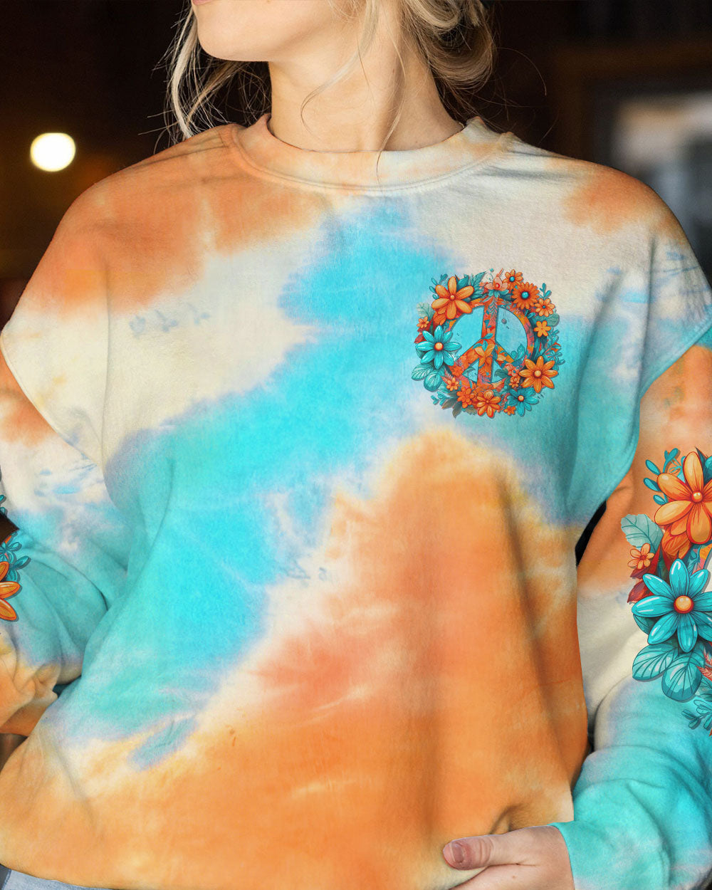 PEACE Y'ALL FLORALS TIE DYE ALL OVER PRINT - TLTR2006232