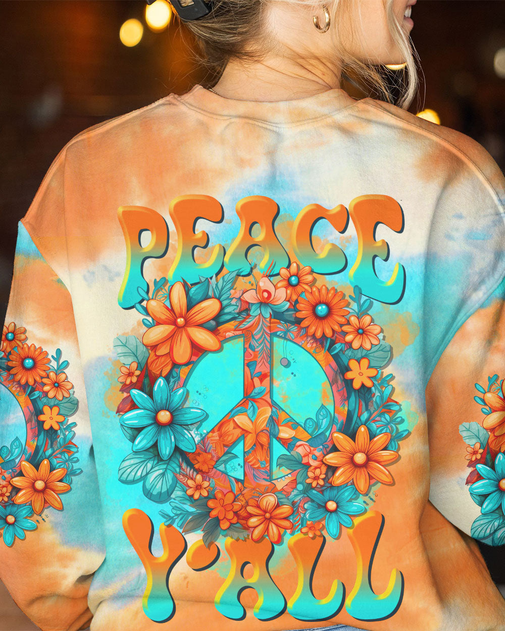 PEACE Y'ALL FLORALS TIE DYE ALL OVER PRINT - TLTR2006232