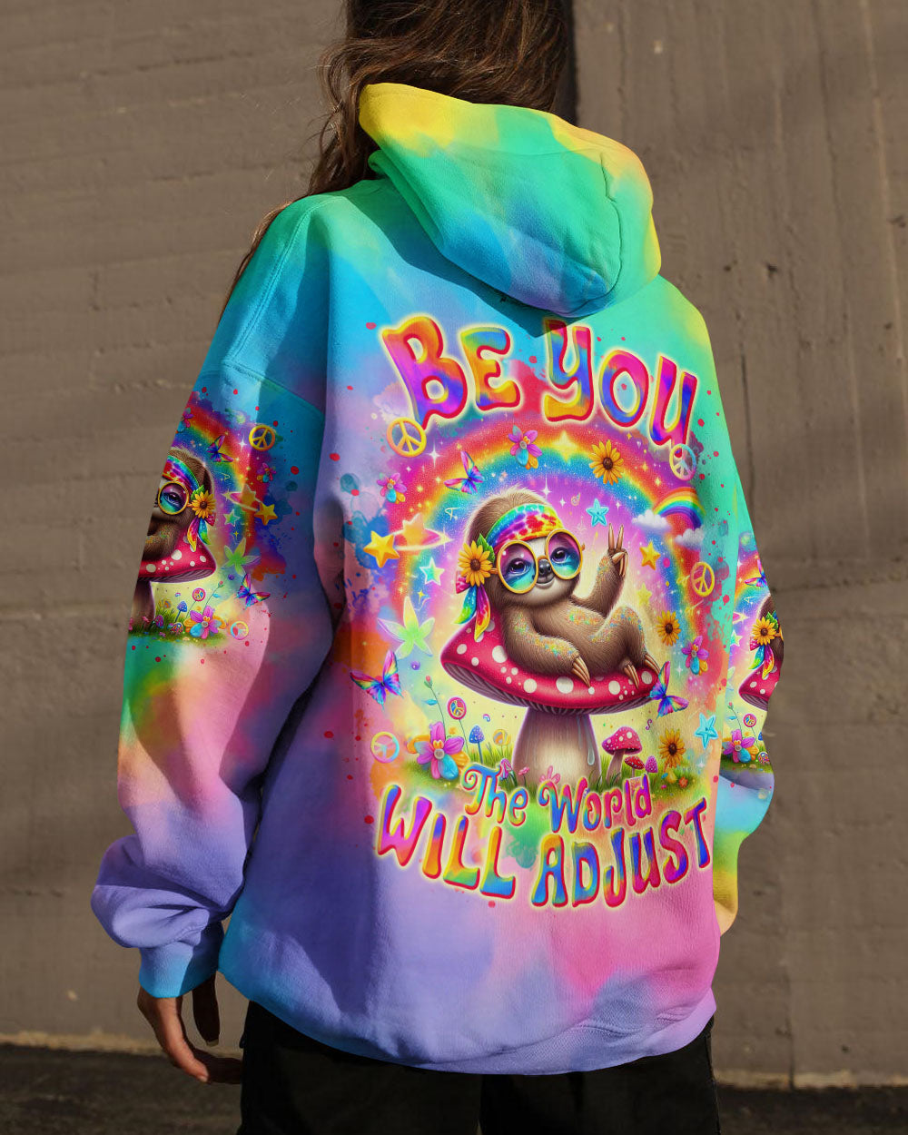 BE YOU THE WORLD WILL ADJUST SLOTH ALL OVER PRINT  - TLTR2104254