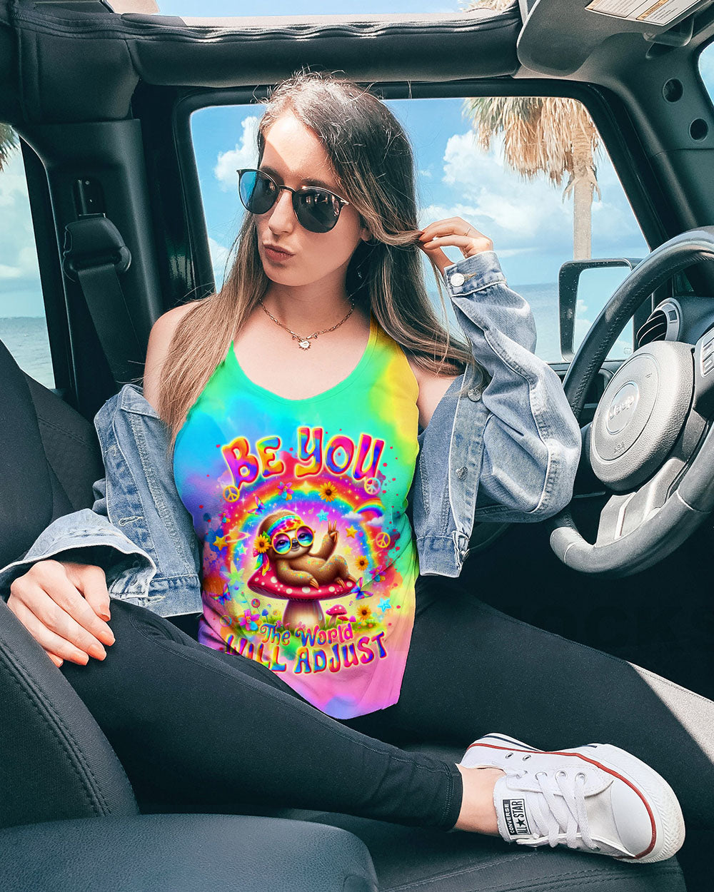 BE YOU THE WORLD WILL ADJUST SLOTH ALL OVER PRINT  - TLTR2104254