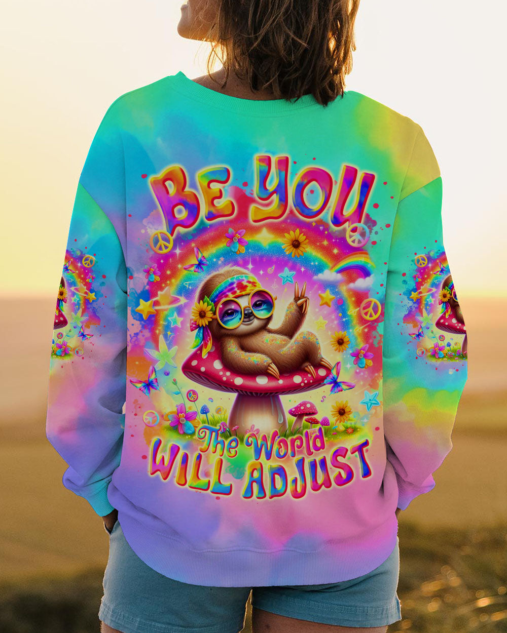 BE YOU THE WORLD WILL ADJUST SLOTH ALL OVER PRINT  - TLTR2104254