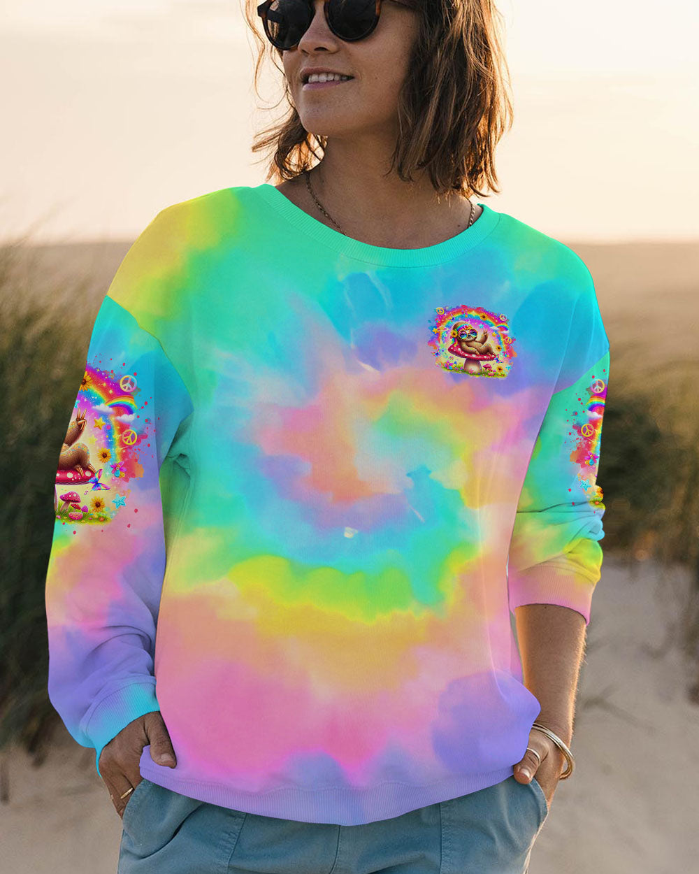BE YOU THE WORLD WILL ADJUST SLOTH ALL OVER PRINT  - TLTR2104254