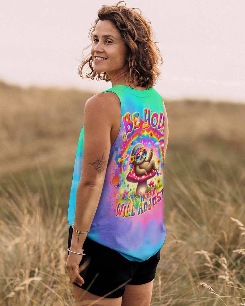 BE YOU THE WORLD WILL ADJUST SLOTH ALL OVER PRINT  - TLTR2104254