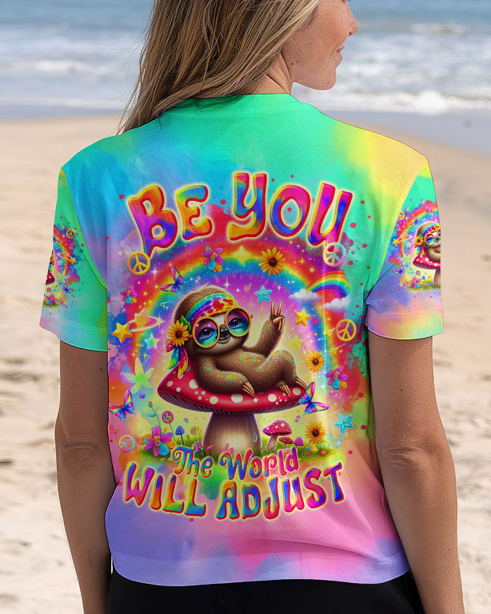 BE YOU THE WORLD WILL ADJUST SLOTH ALL OVER PRINT  - TLTR2104254