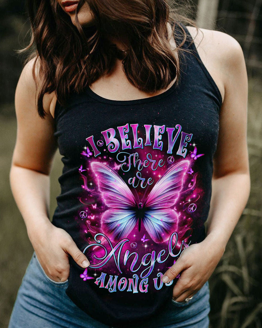 I BELIEVE THERE ARE ANGELS AMONG US BUTTERFLY ALL OVER PRINT  - TLTR2410243