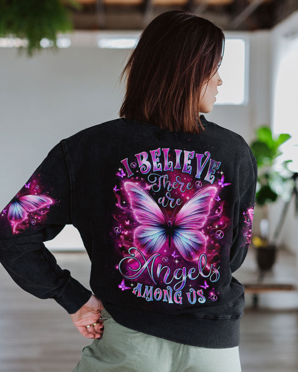 I BELIEVE THERE ARE ANGELS AMONG US BUTTERFLY ALL OVER PRINT  - TLTR2410243