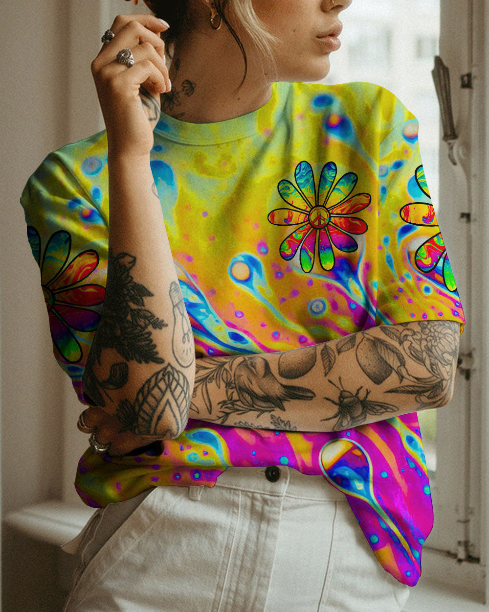 CAUSE I GOT A PEACEFUL COLORFUL DAISY ALL OVER PRINT - TLTR2508231