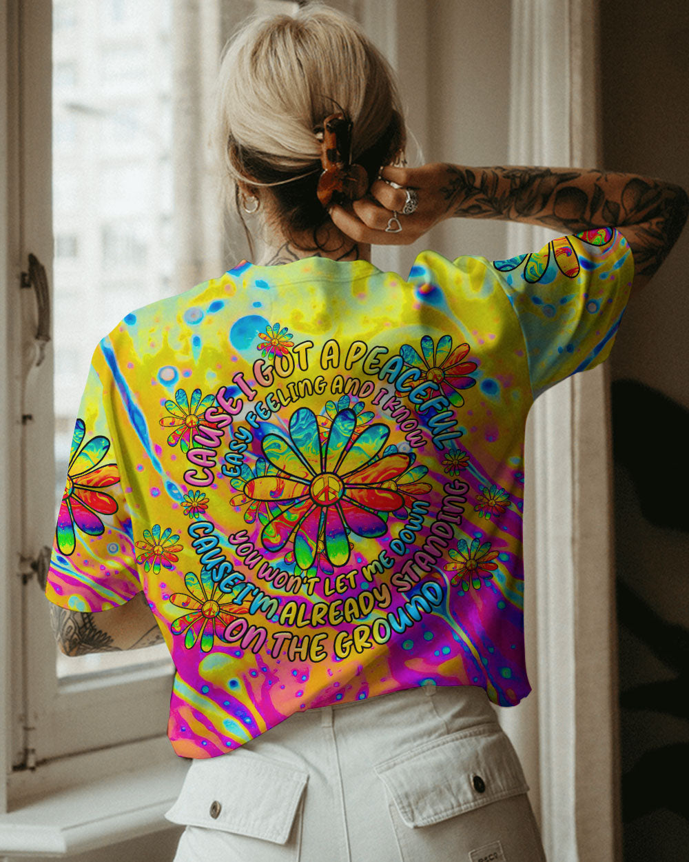 CAUSE I GOT A PEACEFUL COLORFUL DAISY ALL OVER PRINT - TLTR2508231