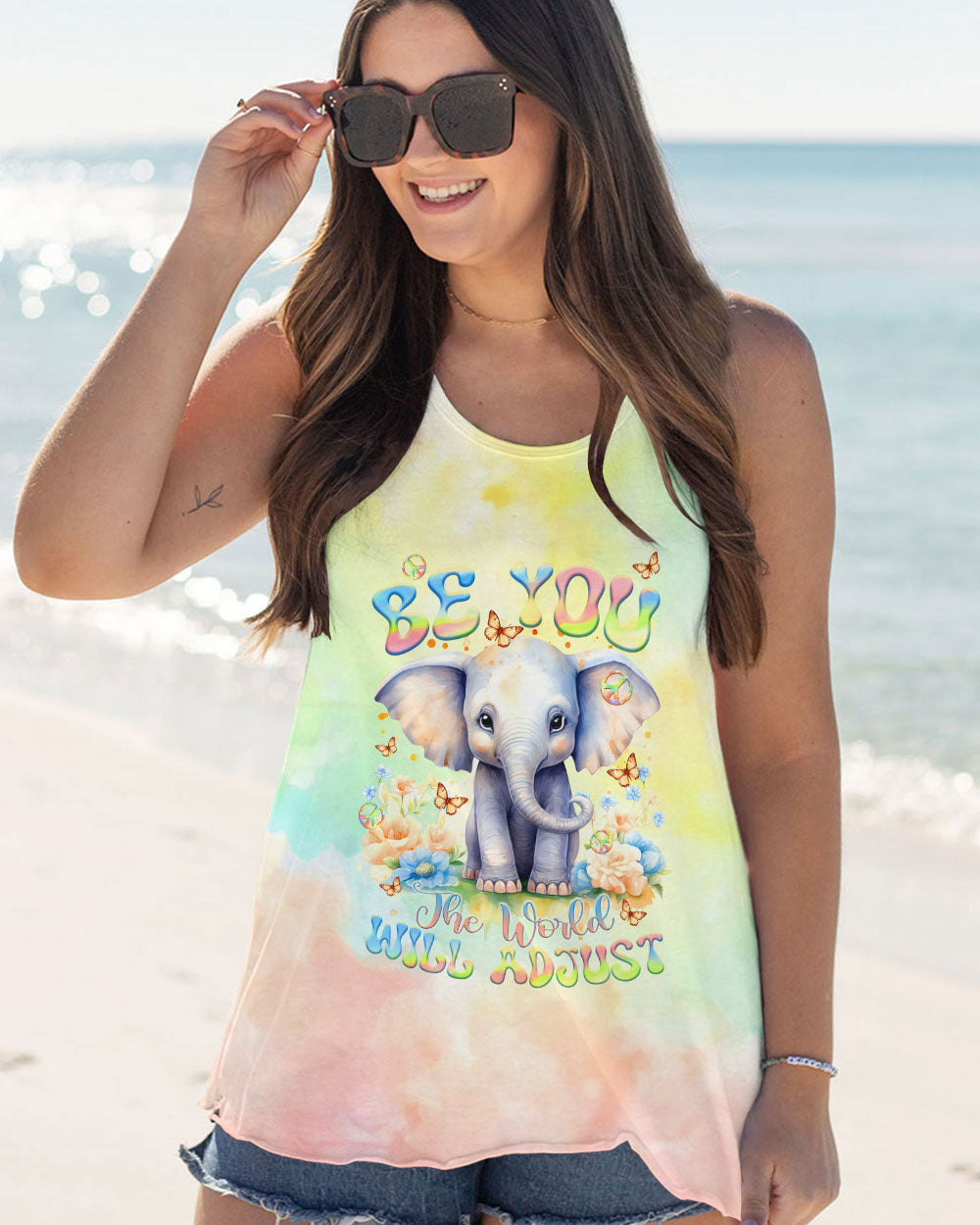 BE YOU THE WORLD WILL ADJUST ELEPHANT ALL OVER PRINT - TLTR2711233