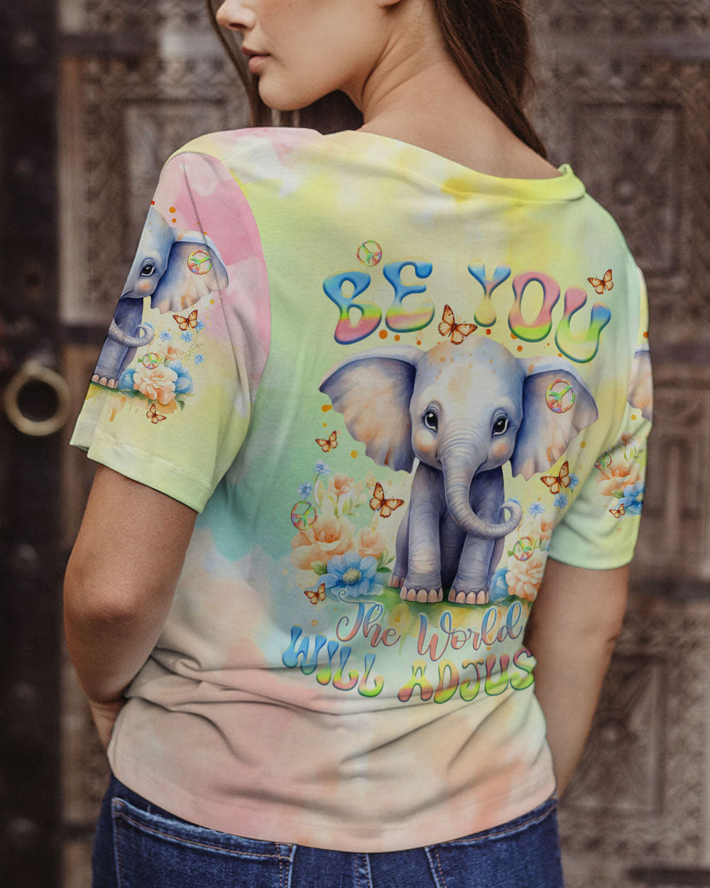 BE YOU THE WORLD WILL ADJUST ELEPHANT ALL OVER PRINT - TLTR2711233
