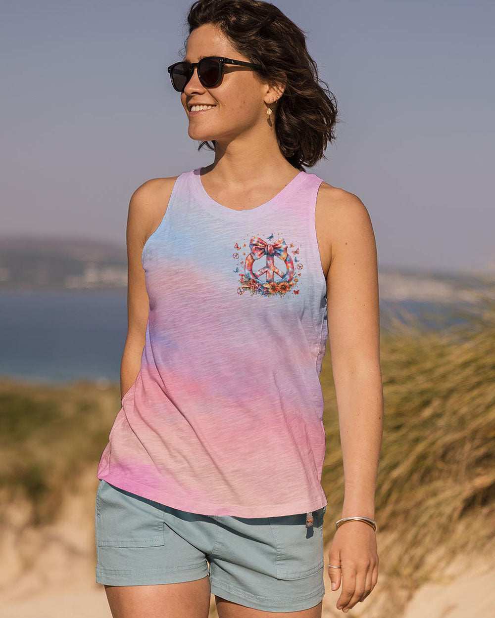RUNNING AGAINST THE WIND PEACE SYMBOL ALL OVER PRINT - TLTR2809241