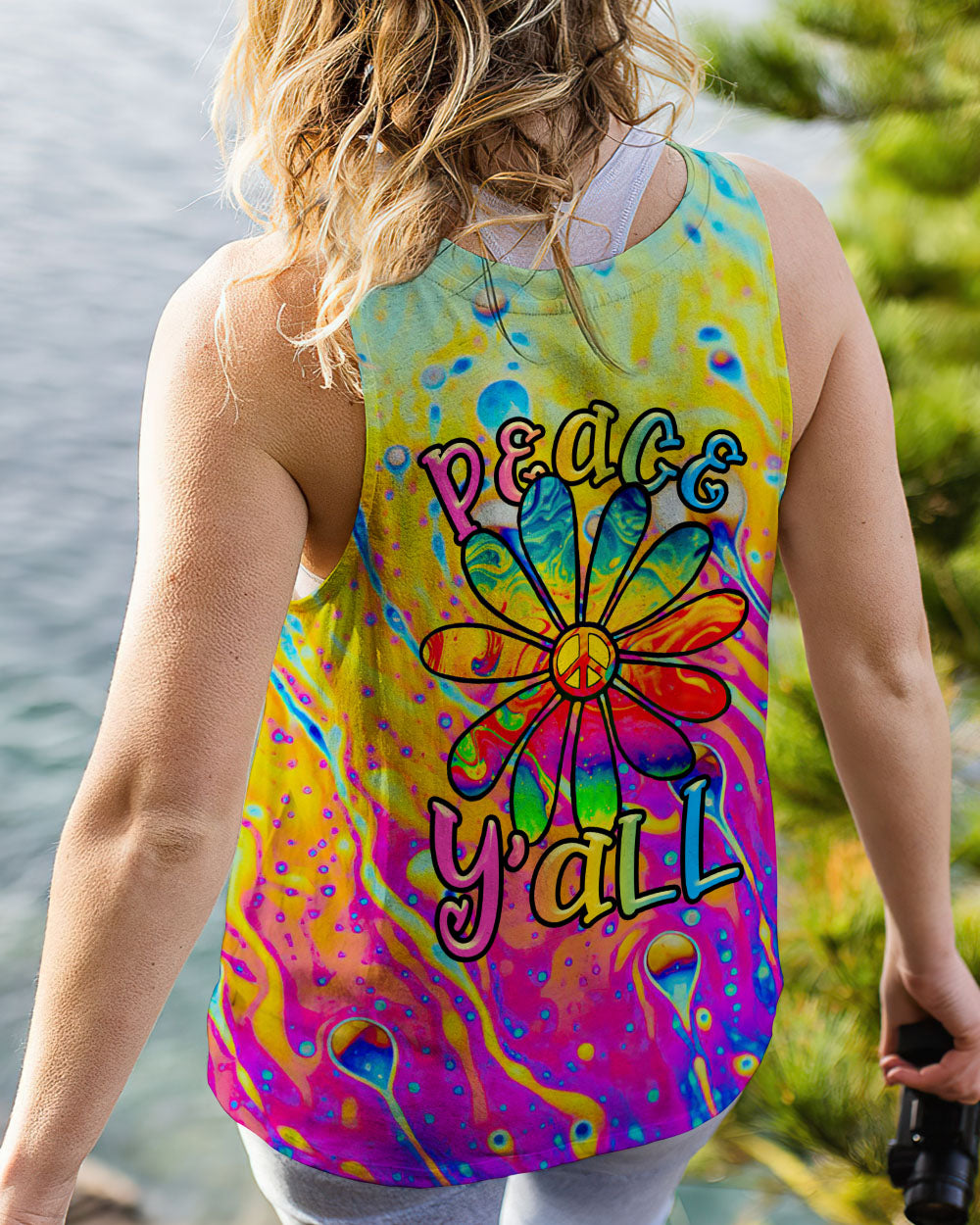 PEACE Y'ALL COLORFUL DAISY ALL OVER PRINT - TLTR2906231