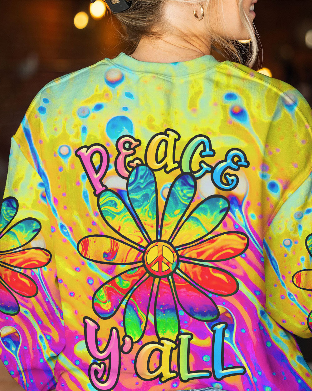 PEACE Y'ALL COLORFUL DAISY ALL OVER PRINT - TLTR2906231
