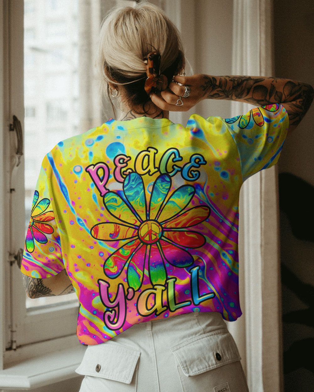 PEACE Y'ALL COLORFUL DAISY ALL OVER PRINT - TLTR2906231