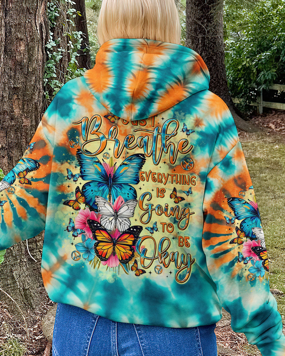 JUST BREATHE BUTTERFLY TIE DYE ALL OVER PRINT - TLTR3012242