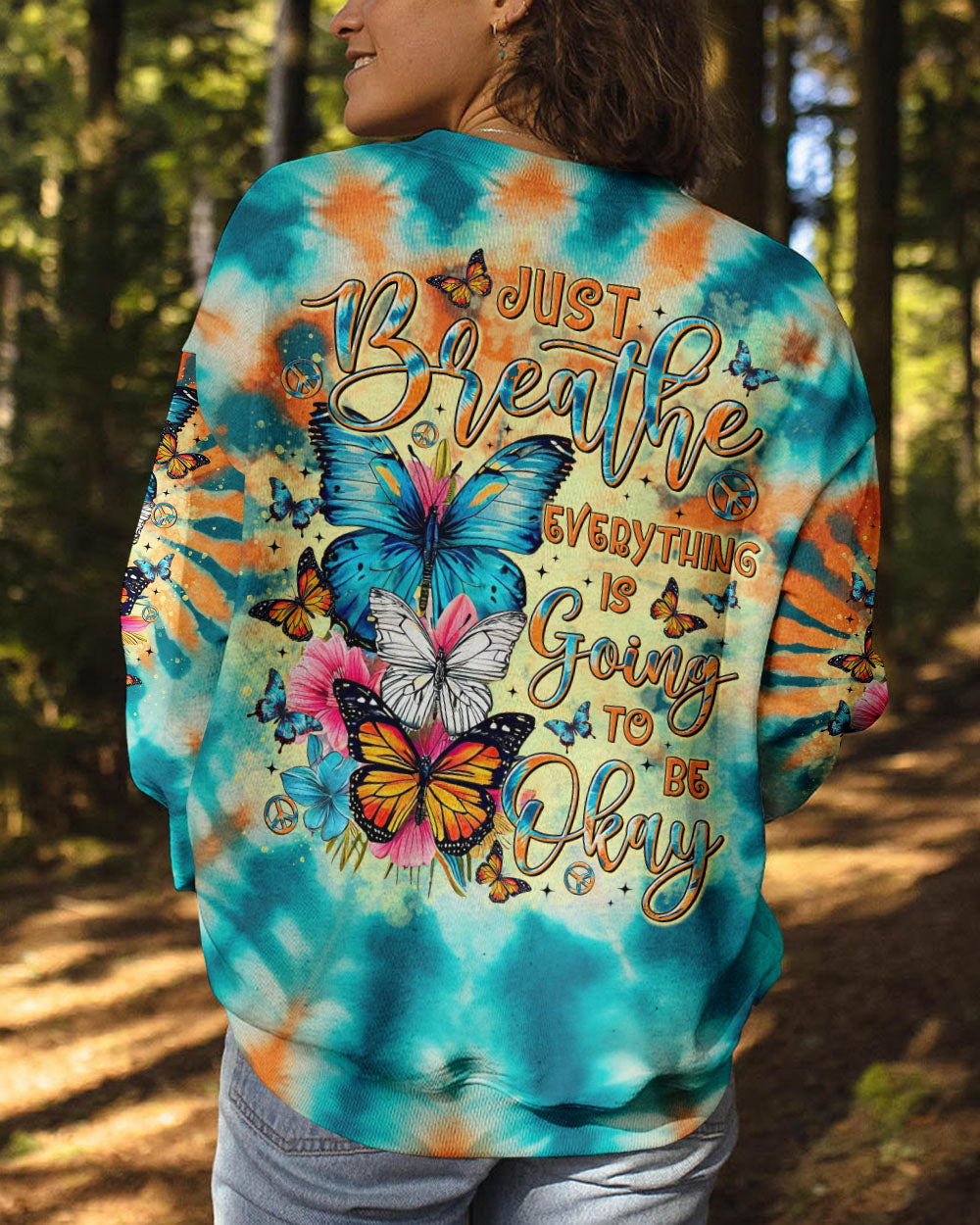 JUST BREATHE BUTTERFLY TIE DYE ALL OVER PRINT - TLTR3012242