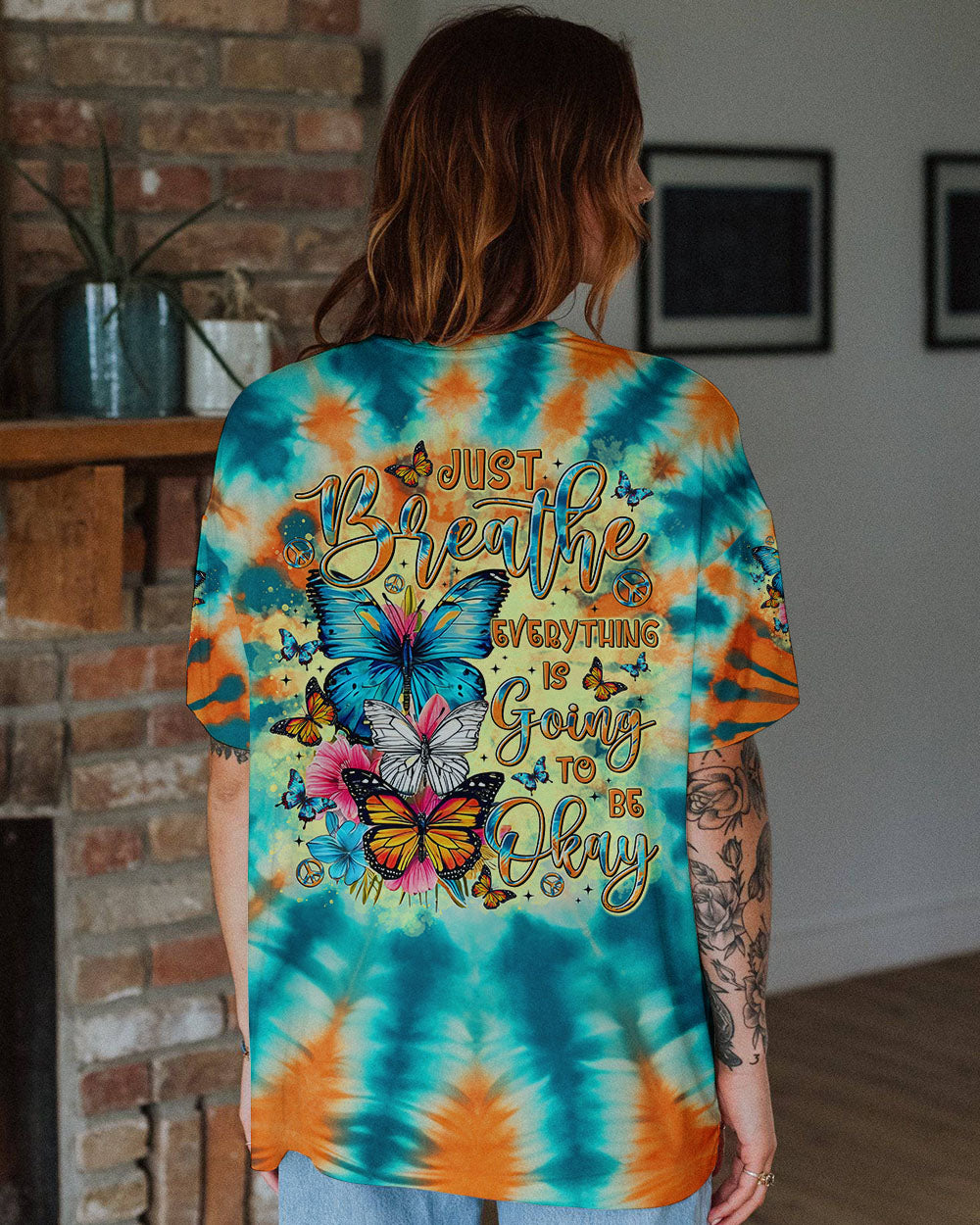 JUST BREATHE BUTTERFLY TIE DYE ALL OVER PRINT - TLTR3012242