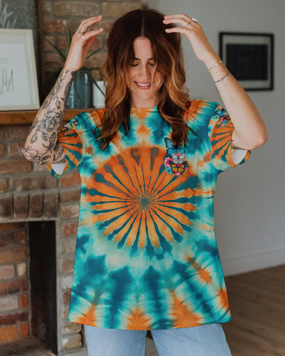 JUST BREATHE BUTTERFLY TIE DYE ALL OVER PRINT - TLTR3012242