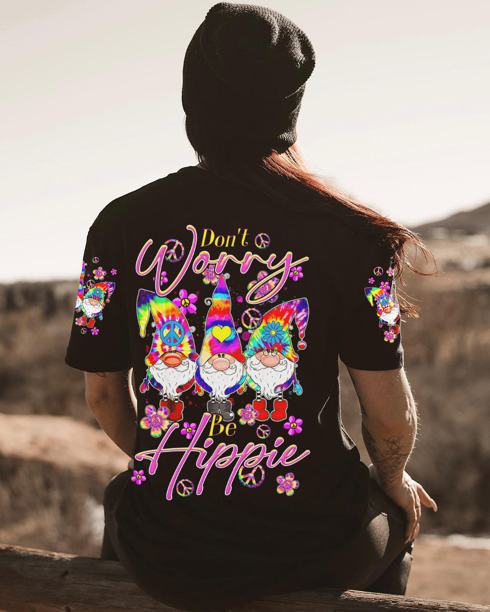 DON'T WORRY BE HIPPIE TIE DYE GNOME ALL OVER PRINT - TLTR3108233