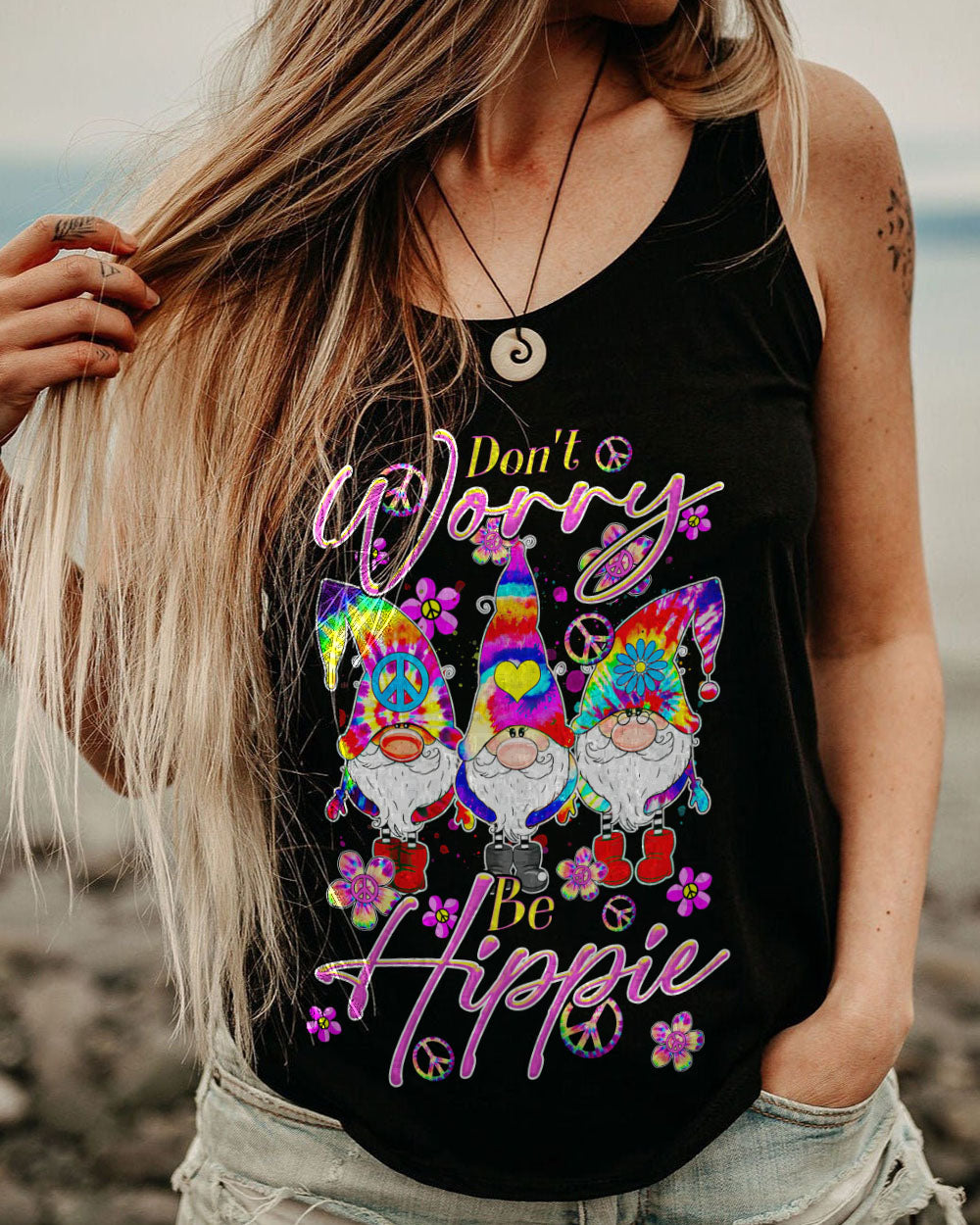 DON'T WORRY BE HIPPIE TIE DYE GNOME ALL OVER PRINT - TLTR3108233