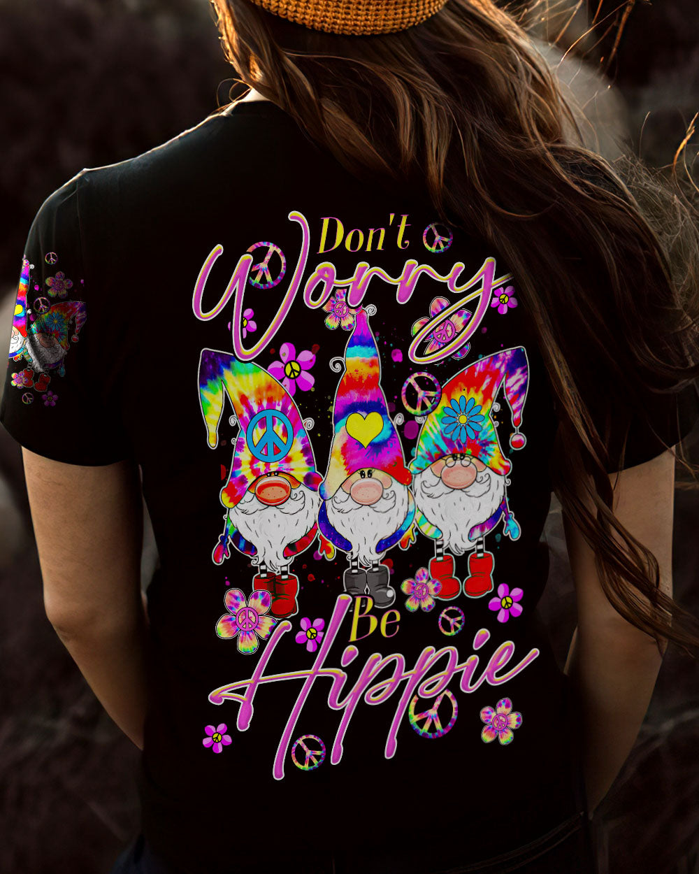 DON'T WORRY BE HIPPIE TIE DYE GNOME ALL OVER PRINT - TLTR3108233