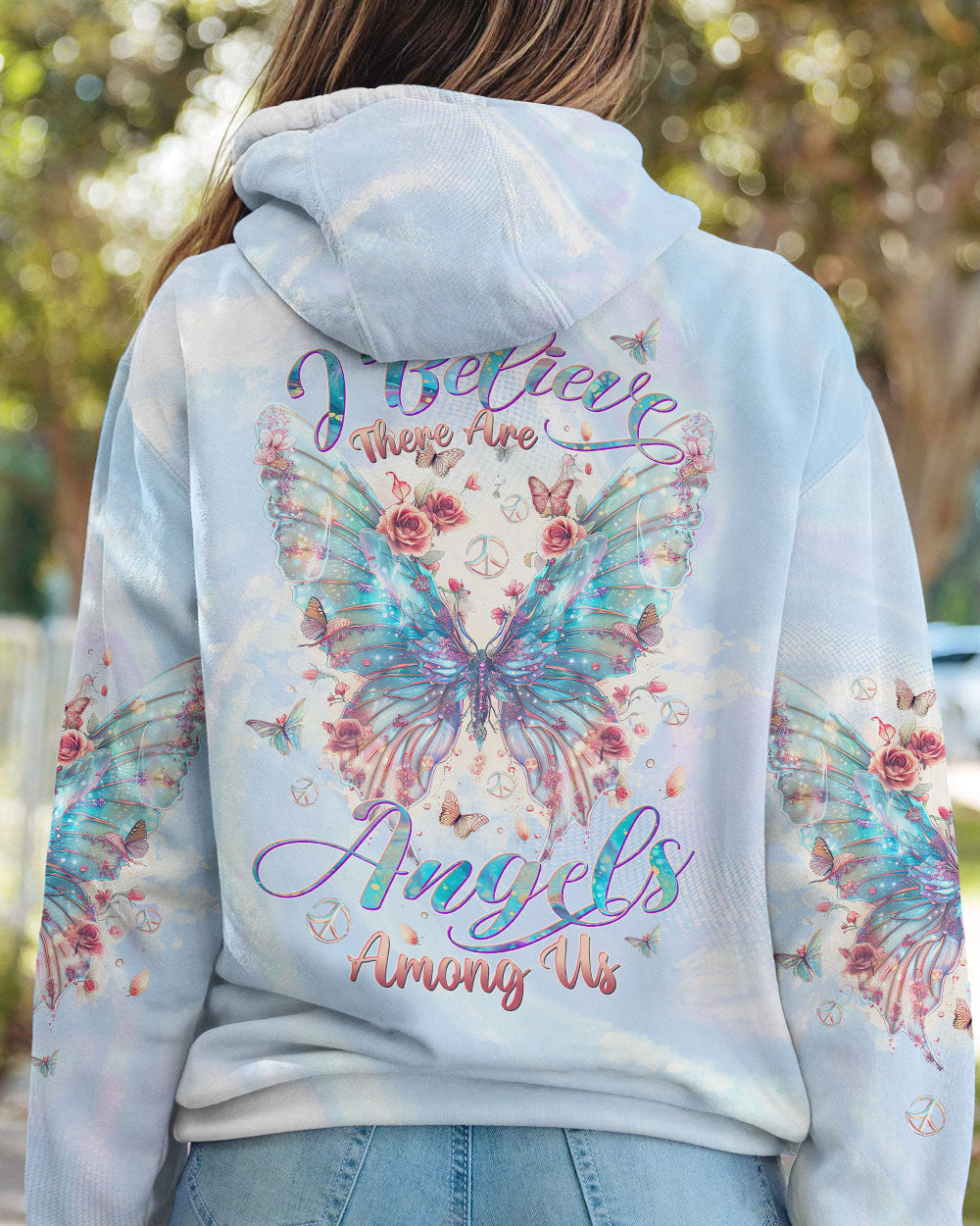 I BELIEVE THERE ARE ANGELS AMONG US BUTTERFLY WINGS ALL OVER PRINT - TLTW0104244