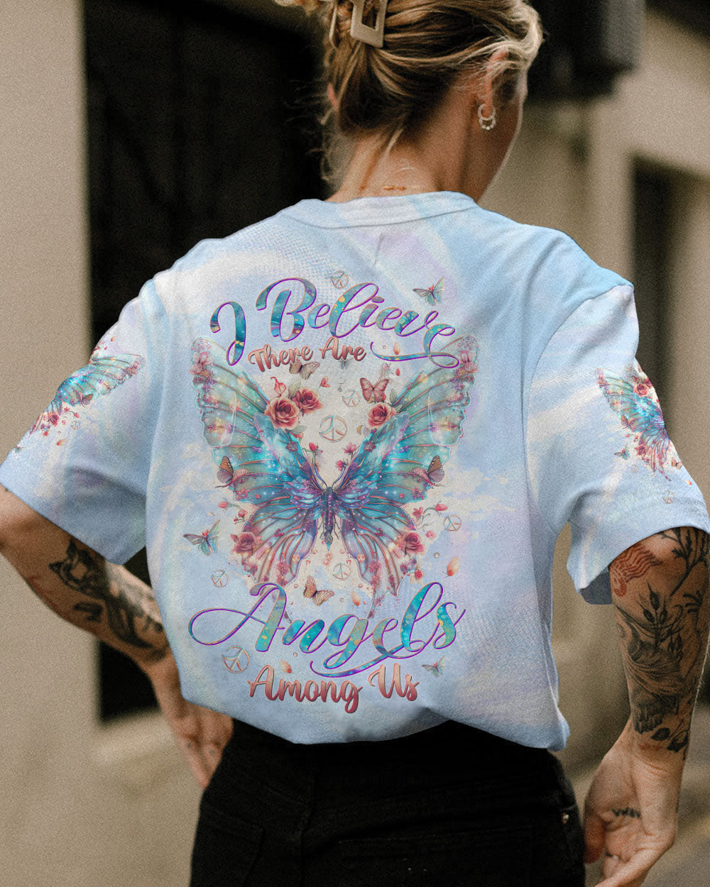 I BELIEVE THERE ARE ANGELS AMONG US BUTTERFLY WINGS ALL OVER PRINT - TLTW0104244