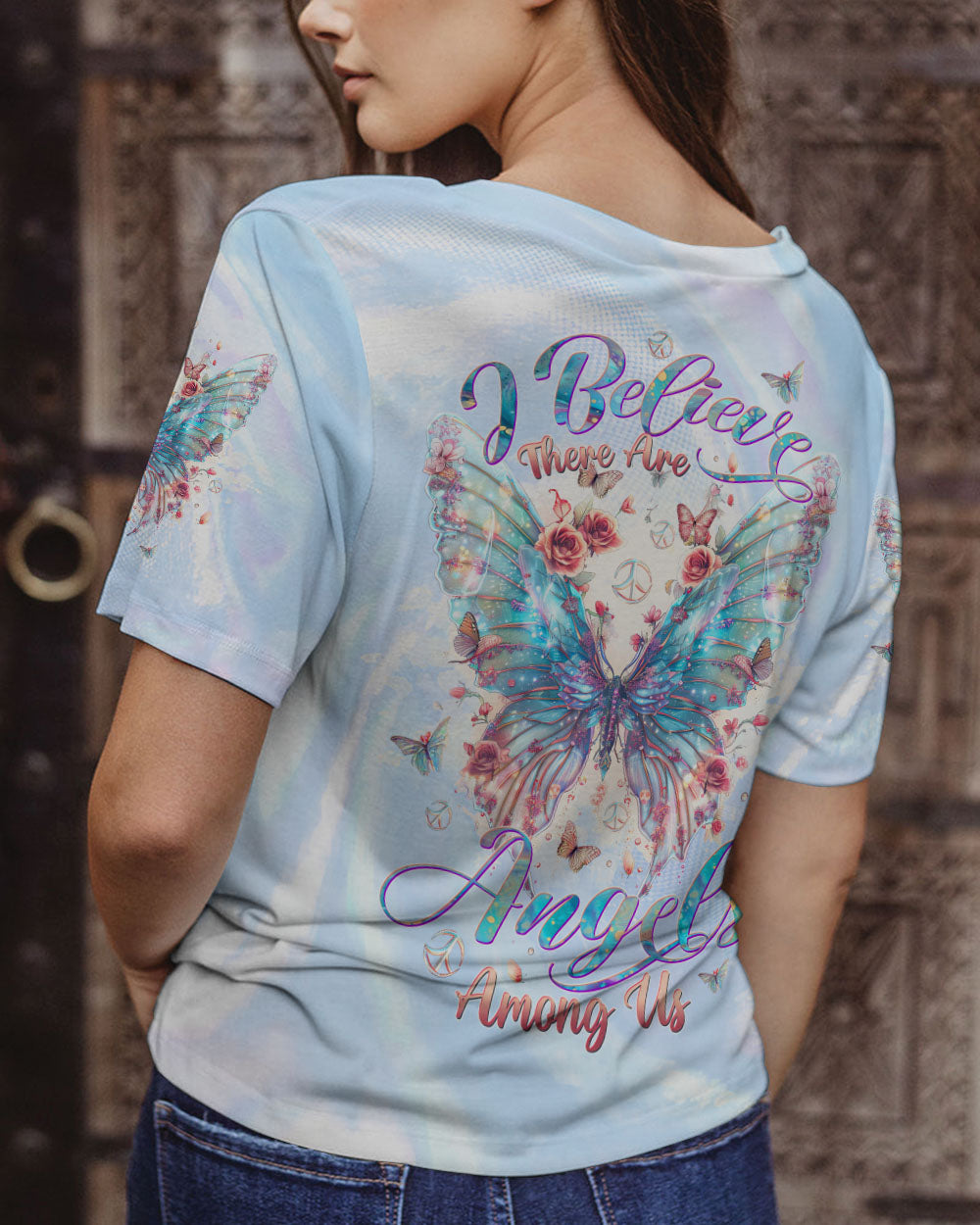 I BELIEVE THERE ARE ANGELS AMONG US BUTTERFLY WINGS ALL OVER PRINT - TLTW0104244