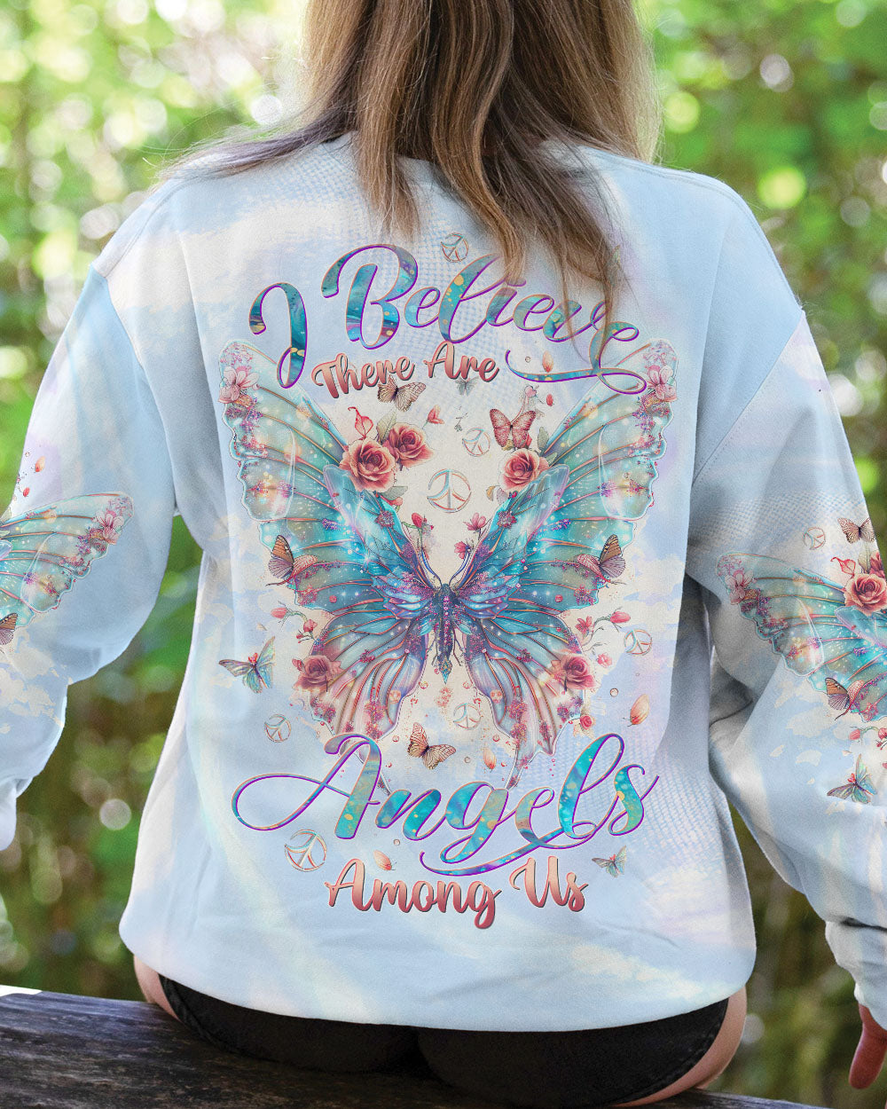 I BELIEVE THERE ARE ANGELS AMONG US BUTTERFLY WINGS ALL OVER PRINT - TLTW0104244