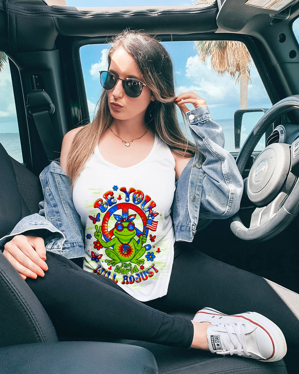 BE YOU THE WORLD WILL ADJUST FROG ALL OVER PRINT - TLTW0306253