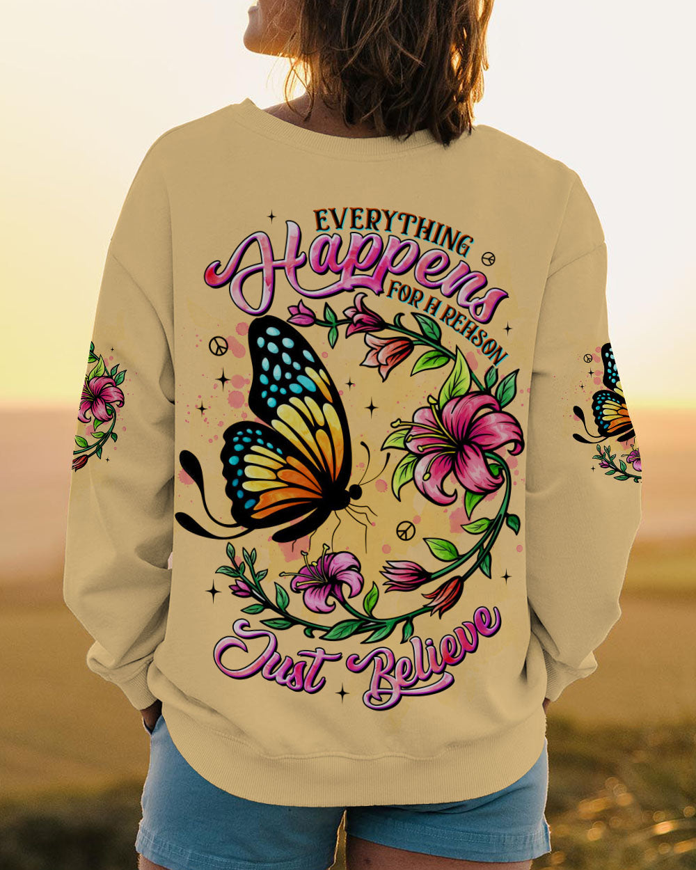 JUST BELIEVE BUTTERFLY ALL OVER PRINT  - TLTW0406254