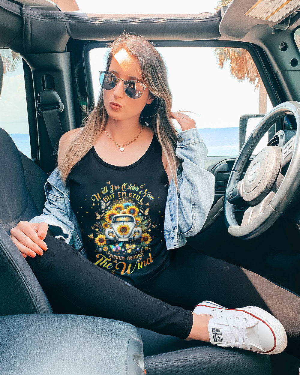 RUNNING AGAINST THE WIND SUNFLOWER CAR ALL OVER PRINT - TLTW0703245