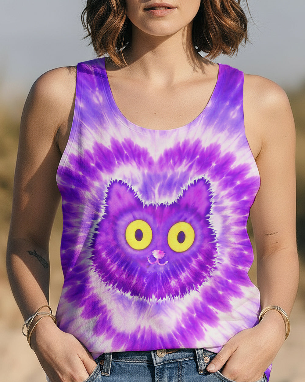 FUNNY CAT PURPLE SWIRL  ALL OVER PRINT - TLTW0801261