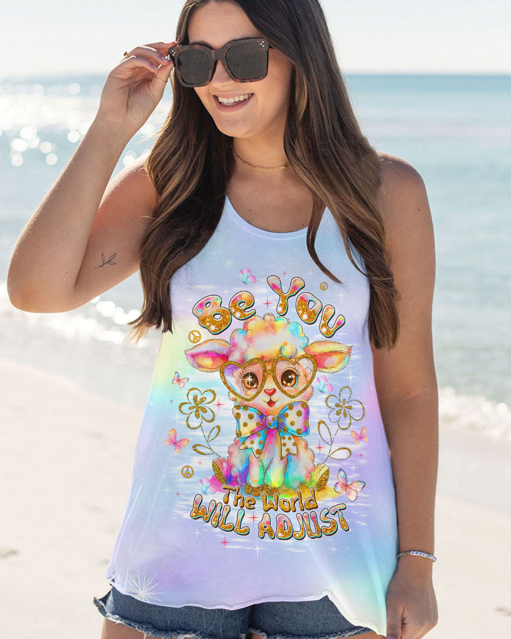 BE YOU THE WORLD WILL ADJUST SHEEP ALL OVER PRINT - TLTW0908253