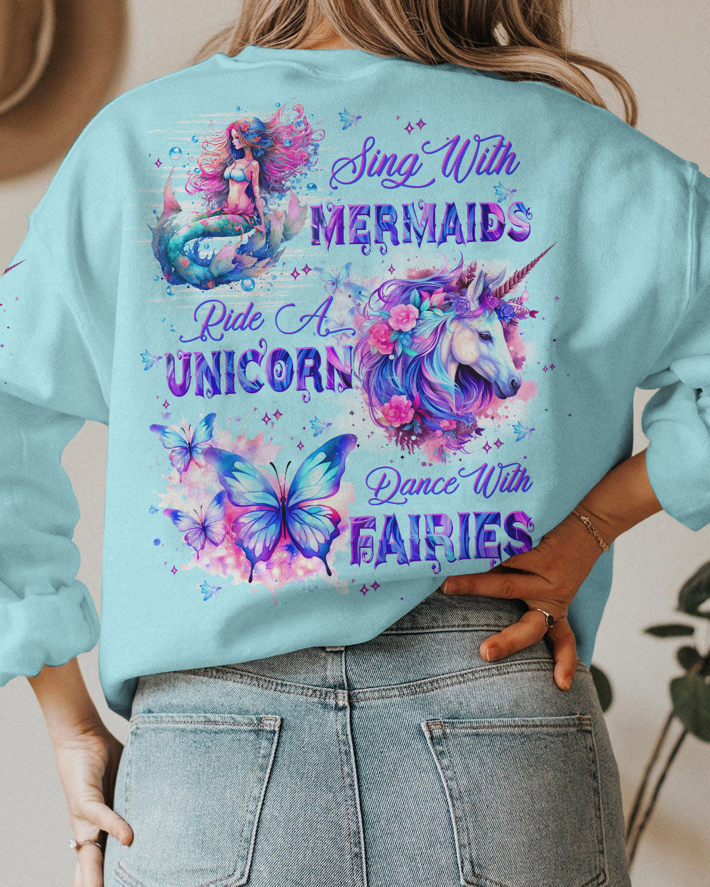 SING WITH MERMAIDS RIDE A UNICORN ALL OVER PRINT - TLTW0909236