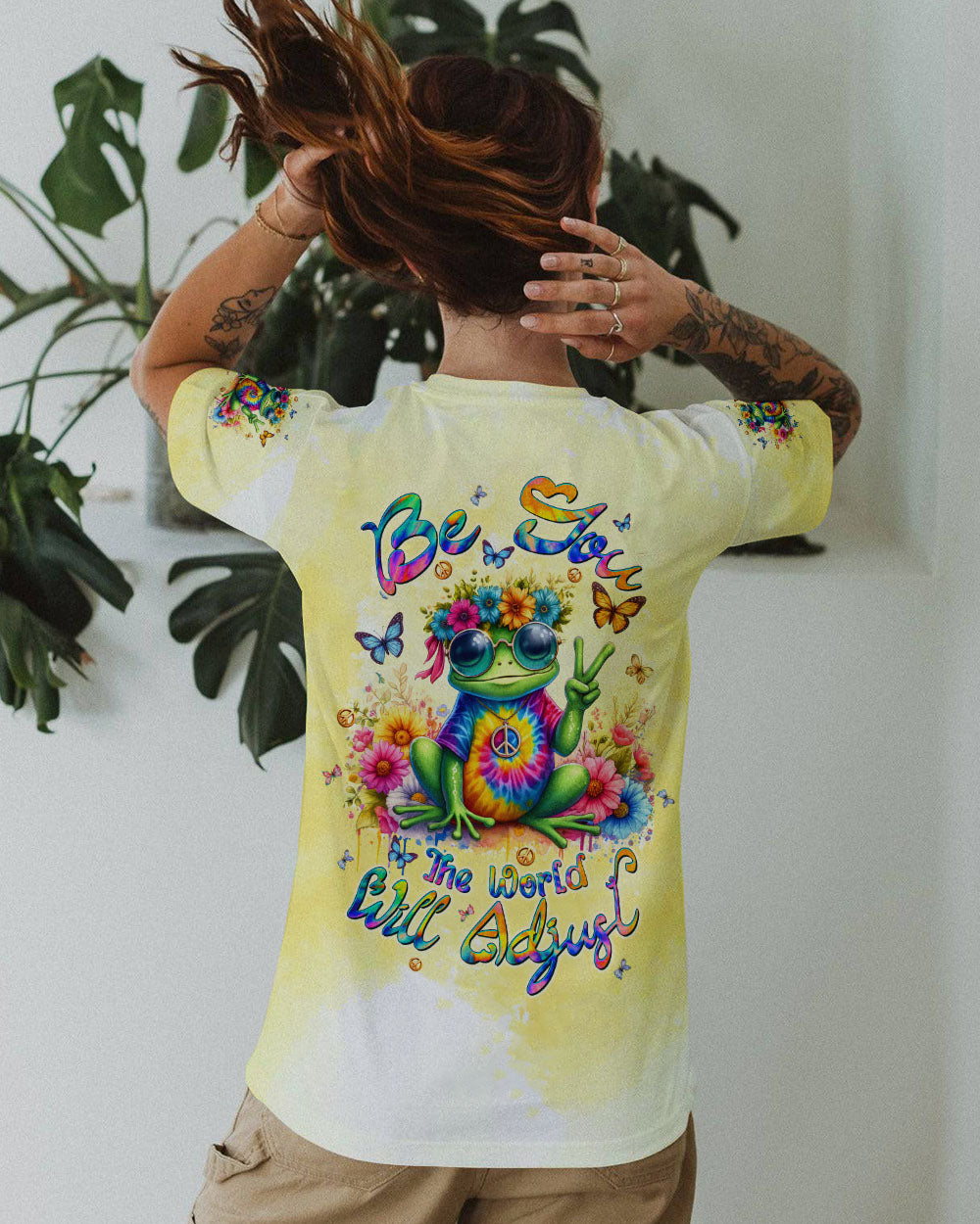 BE YOU THE WORLD WILL ADJUST FROG ALL OVER PRINT - TLTW1006245