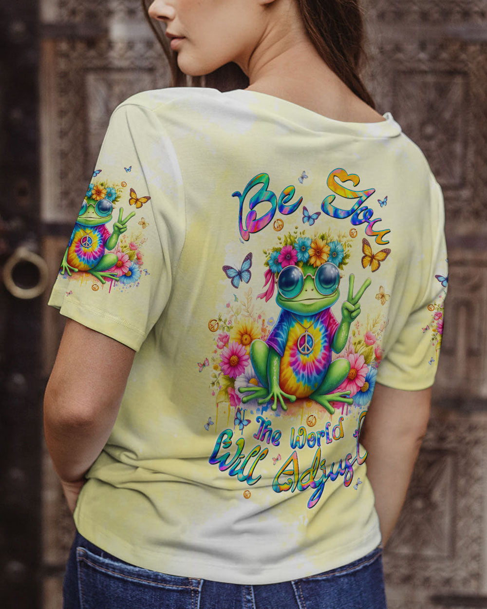 BE YOU THE WORLD WILL ADJUST FROG ALL OVER PRINT - TLTW1006245