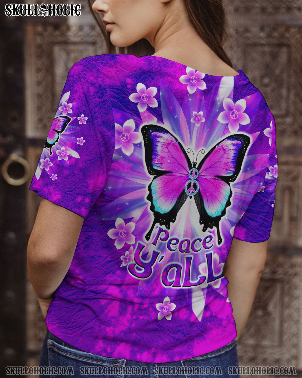 PEACE Y'ALL BUTTERFLY ALL OVER PRINT - TLTW1007232