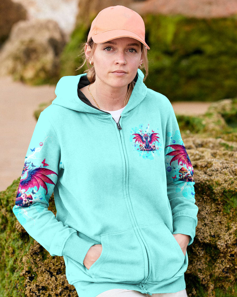 NEVER UNDERESTIMATE THE POWER OF A HIPPIE GRANDMA DRAGON ALL OVER PRINT - TLTW1105246