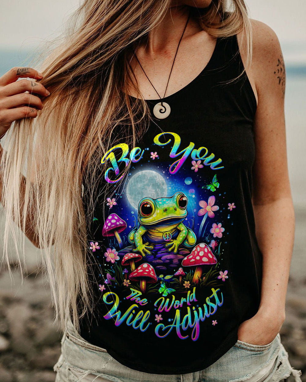 BE YOU THE WORLD WILL ADJUST FROG ALL OVER PRINT - TLTW1110234