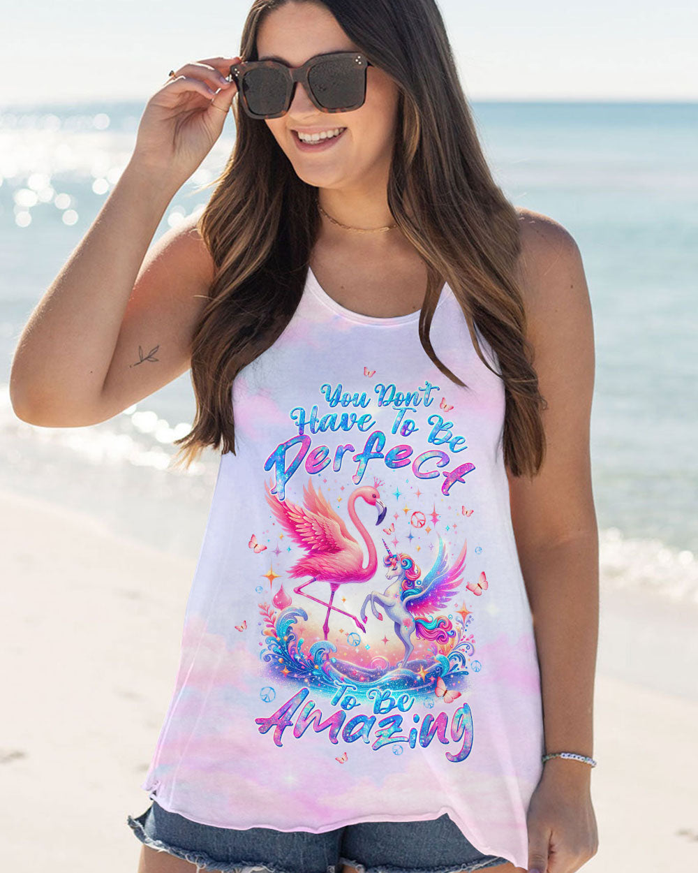 YOU DON'T HAVE TO BE PERFECT UNICORN FLAMINGO ALL OVER PRINT - TLTW1204243