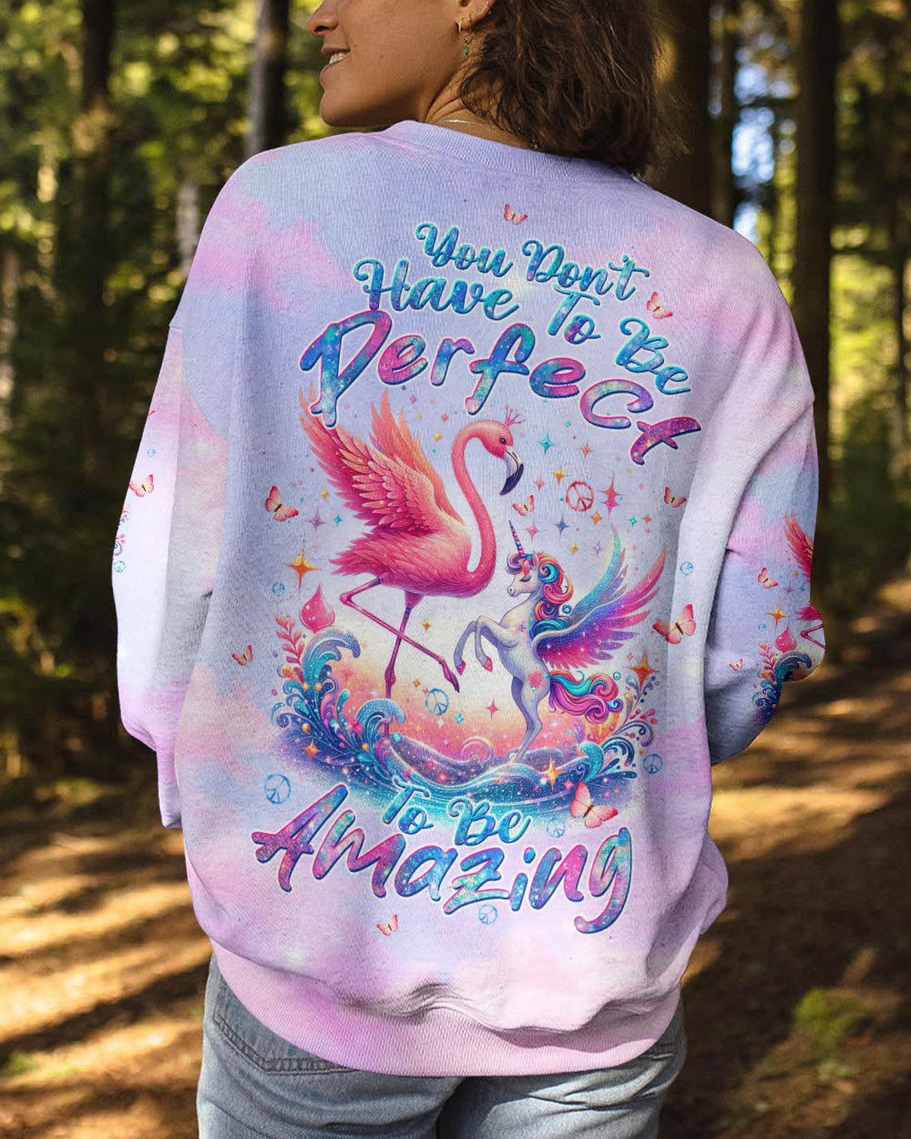 YOU DON'T HAVE TO BE PERFECT UNICORN FLAMINGO ALL OVER PRINT - TLTW1204243