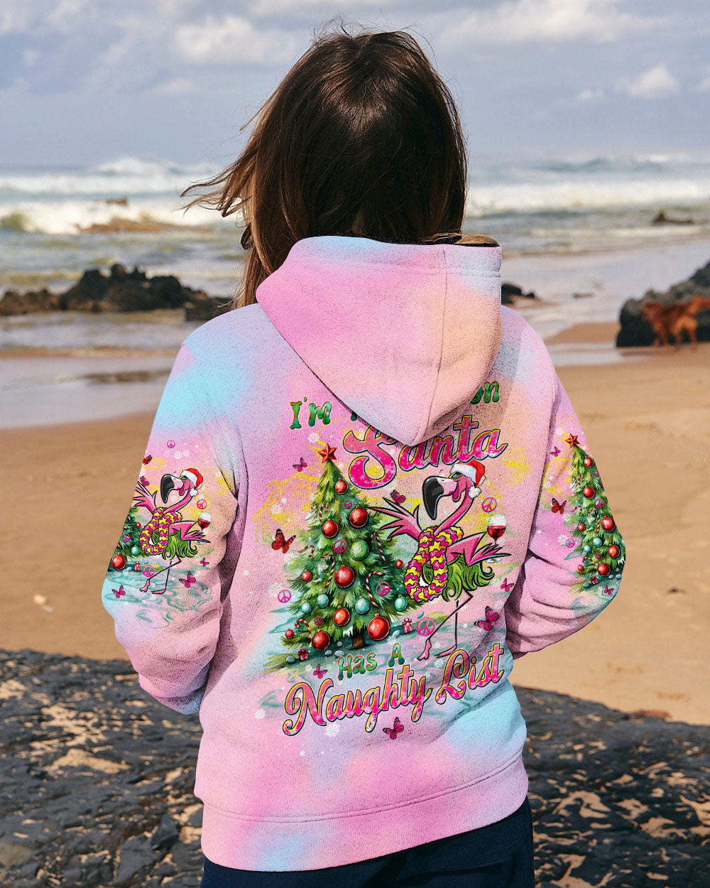 SANTA HAS A NAUGHTY LIST  FLAMINGO CHRISTMAS ALL OVER PRINT - TLTW1210241