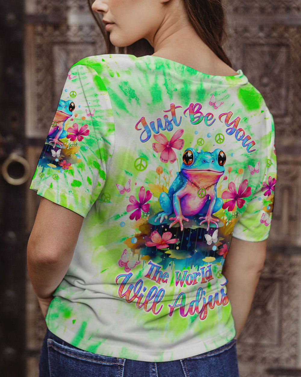 JUST BE YOU THE WORLD WILL ADJUST FROG ALL OVER PRINT - TLTW1212233