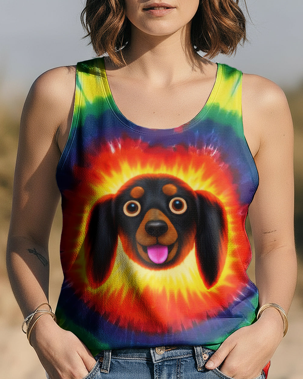 DACHSHUND DOG COLORFUL SWIRL ALL OVER PRINT - TLTW1301262